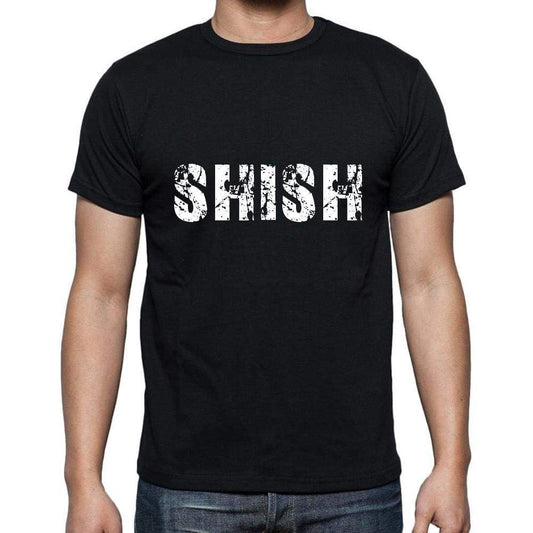 Shish Mens Short Sleeve Round Neck T-Shirt 5 Letters Black Word 00006 - Casual