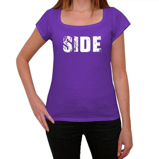 Side Purple Womens Short Sleeve Round Neck T-Shirt 00041 - Purple / Xs - Casual