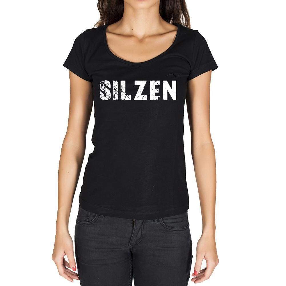 Silzen German Cities Black Womens Short Sleeve Round Neck T-Shirt 00002 - Casual