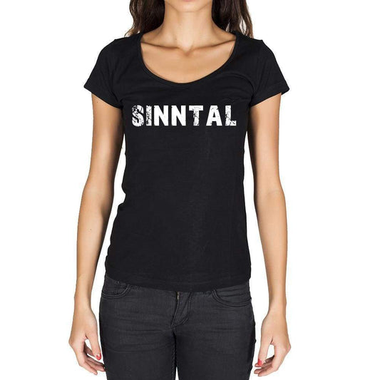 Sinntal German Cities Black Womens Short Sleeve Round Neck T-Shirt 00002 - Casual