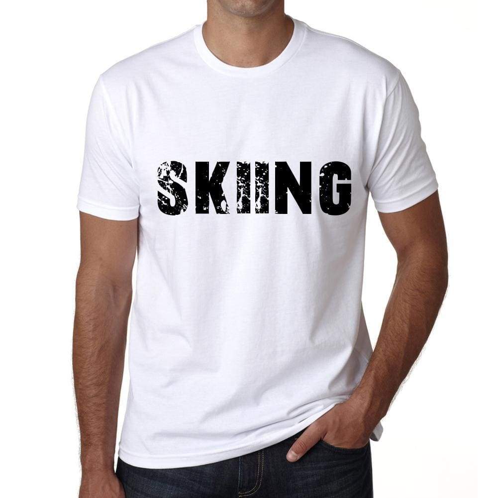 Skiing Mens T Shirt White Birthday Gift 00552 - White / Xs - Casual