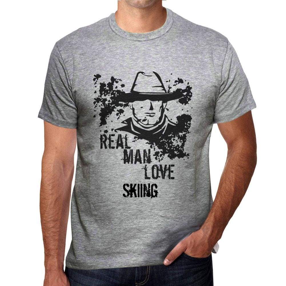 Skiing Real Men Love Skiing Mens T Shirt Grey Birthday Gift 00540 - Grey / S - Casual