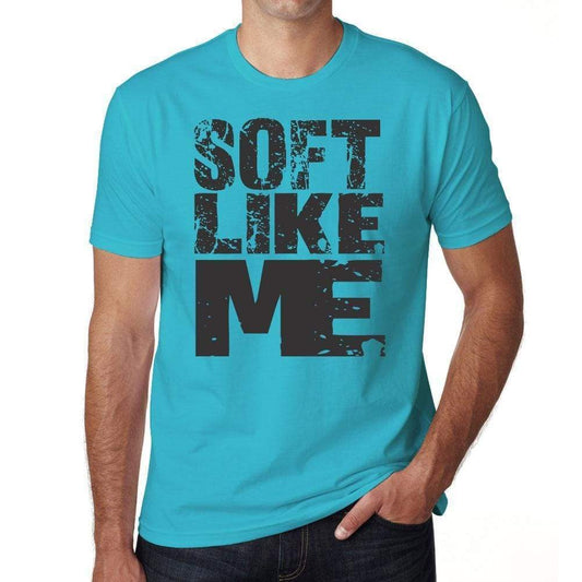 Soft Like Me Blue Grey Letters Mens Short Sleeve Round Neck T-Shirt 00285 - Blue / S - Casual