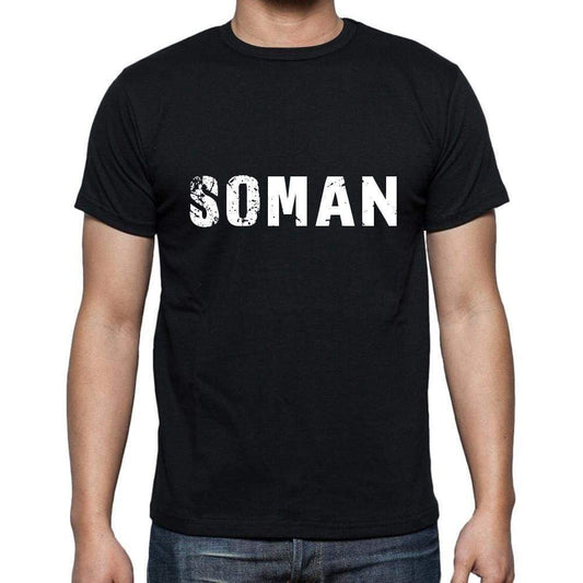 Soman Mens Short Sleeve Round Neck T-Shirt 5 Letters Black Word 00006 - Casual