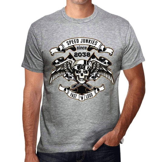 Speed Junkies Since 2038 Mens T-Shirt Grey Birthday Gift 00463 - Grey / S - Casual