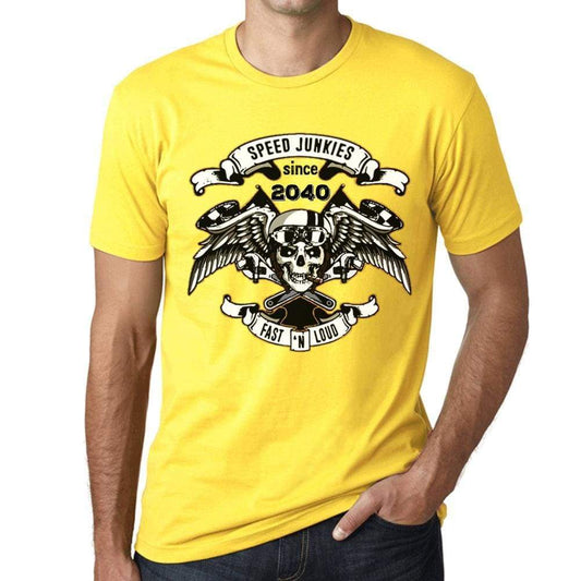 Speed Junkies Since 2040 Mens T-Shirt Yellow Birthday Gift 00465 - Yellow / Xs - Casual
