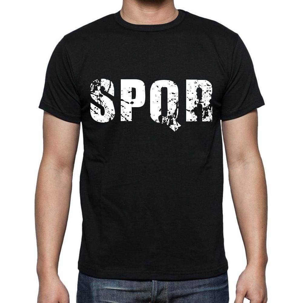 Spqr Mens Short Sleeve Round Neck T-Shirt 4 Letters Black - Casual