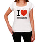 Stockton I Love Citys White Womens Short Sleeve Round Neck T-Shirt 00012 - White / Xs - Casual