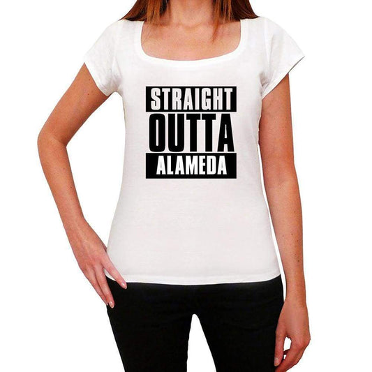 Straight Outta Alameda Womens Short Sleeve Round Neck T-Shirt 00026 - White / Xs - Casual