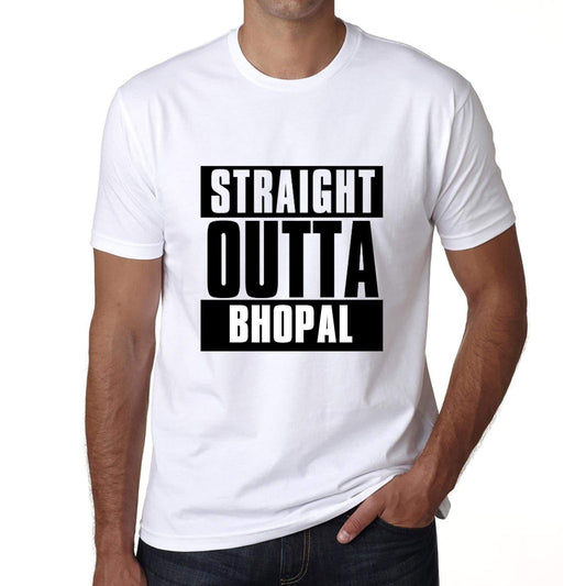 Straight Outta Bhopal Mens Short Sleeve Round Neck T-Shirt 00027 - White / S - Casual