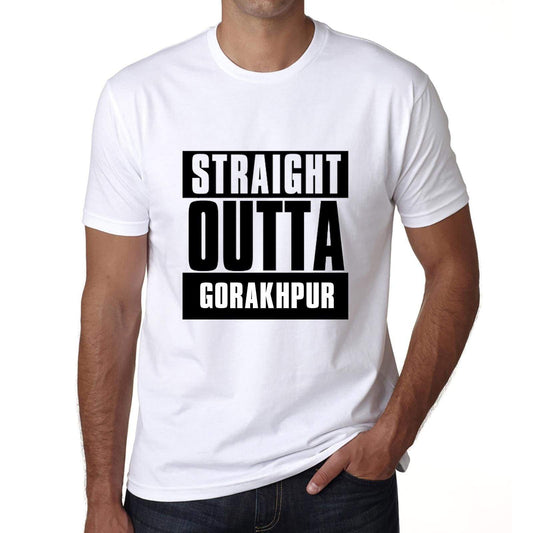 Straight Outta Gorakhpur Mens Short Sleeve Round Neck T-Shirt 00027 - White / S - Casual