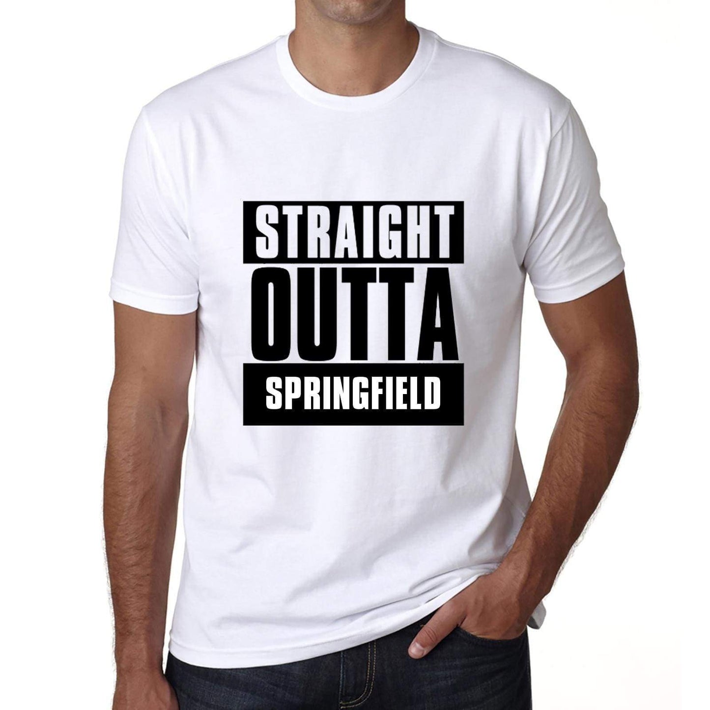 Straight Outta Springfield Mens Short Sleeve Round Neck T-Shirt 00027 - White / S - Casual