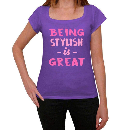 Stylish Being Great Purple Womens Short Sleeve Round Neck T-Shirt Gift T-Shirt 00336 - Purple / Xs - Casual