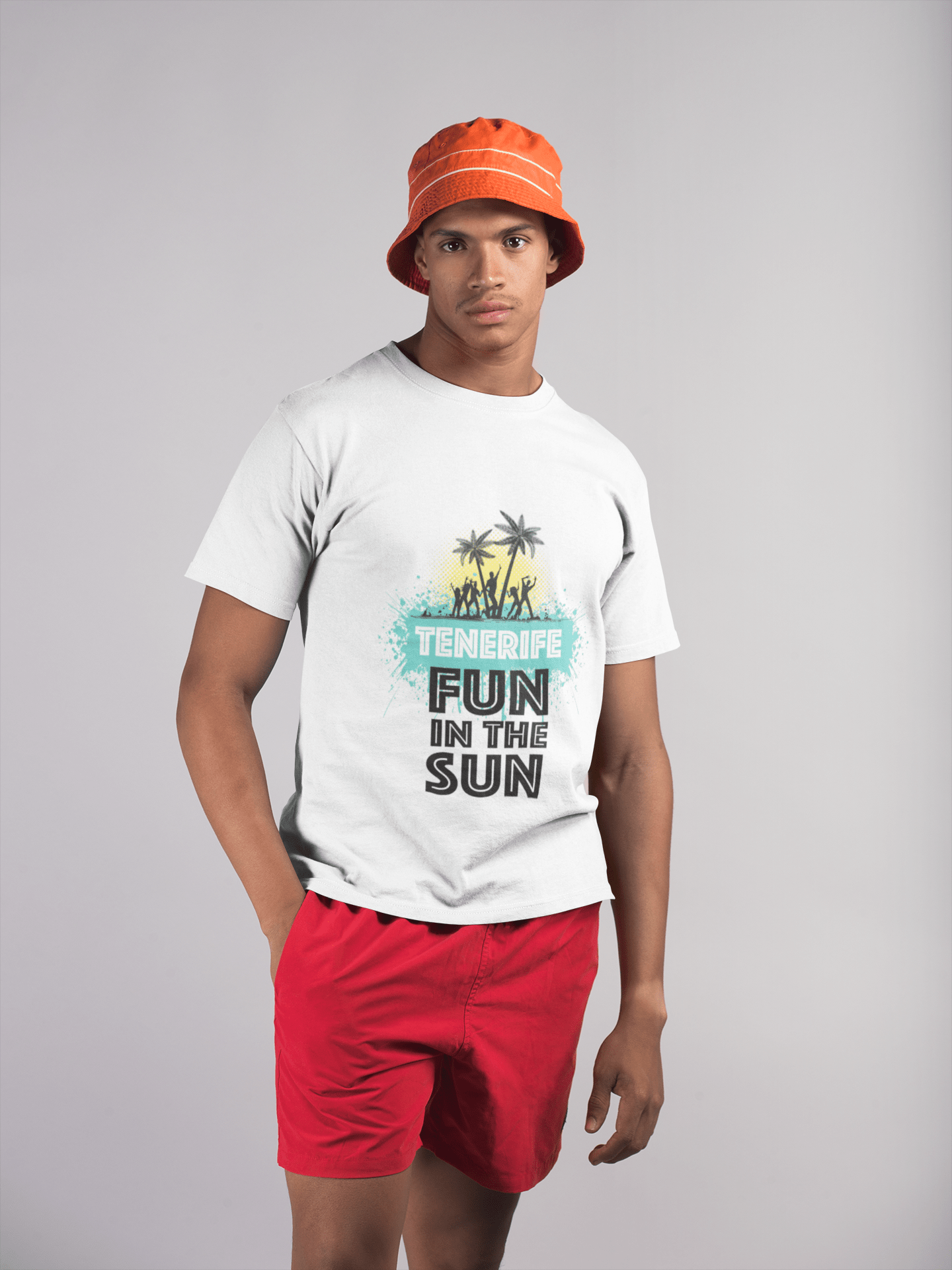 Herren Vintage T-Shirt Grafik T-Shirt Sommer Tanz TENERIFFA Weiß Rundhalsausschnitt
