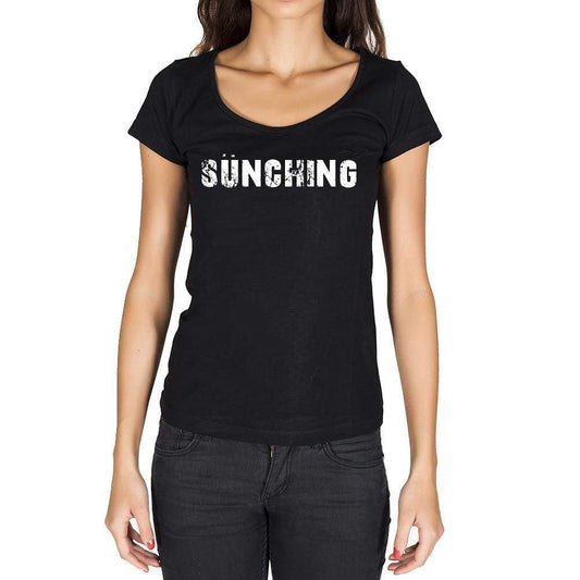 Sünching German Cities Black Womens Short Sleeve Round Neck T-Shirt 00002 - Casual