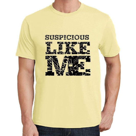 Suspicious Like Me Yellow Mens Short Sleeve Round Neck T-Shirt 00294 - Yellow / S - Casual