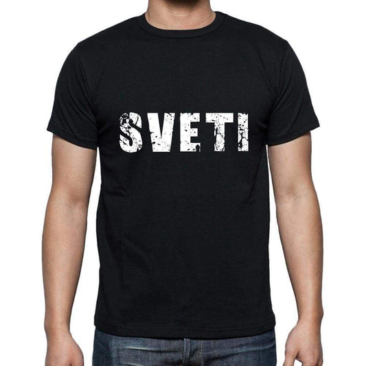 Sveti Mens Short Sleeve Round Neck T-Shirt 5 Letters Black Word 00006 - Casual