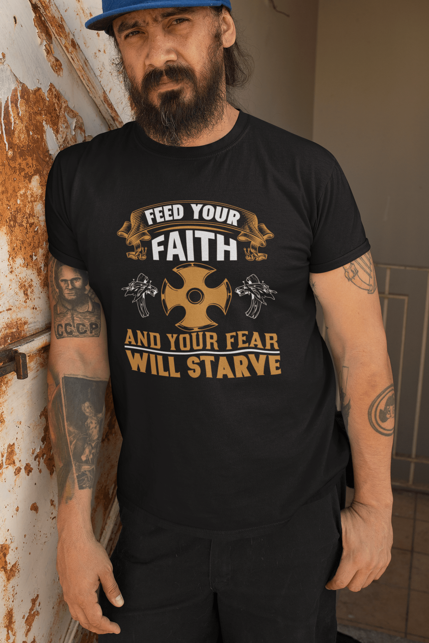 ULTRABASIC Herren-T-Shirt Feed Your Faith – christliches religiöses Shirt