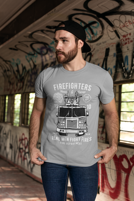 ULTRABASIC Herren T-Shirt Real Men Fire Fighters 1910 – Ehre und Mut