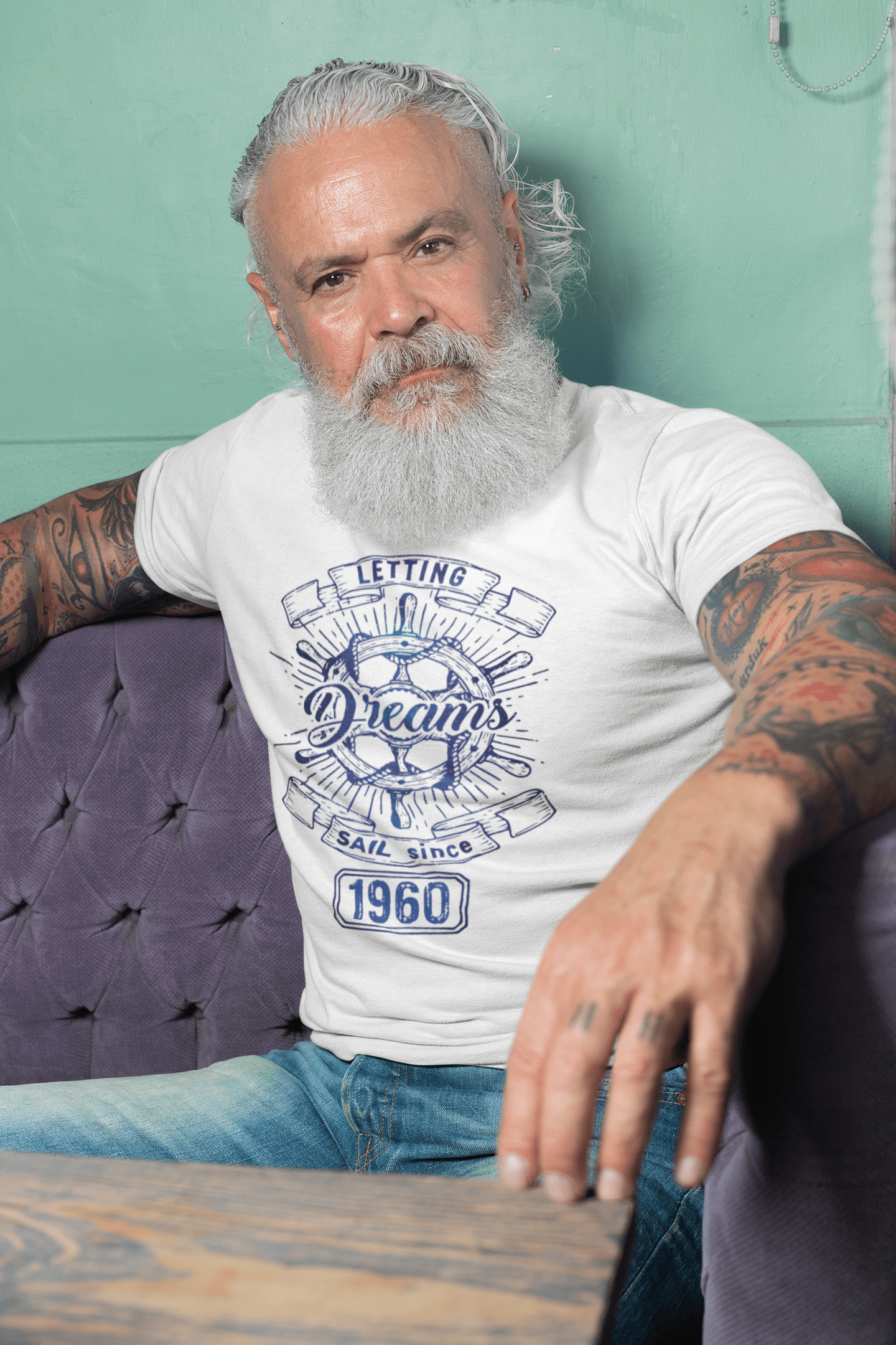 Homme Tee Vintage T Shirt Letting Dreams Sail Since 1960