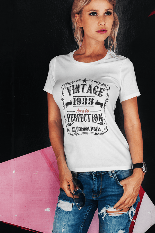 1988 Vintage Aged to Perfection Women's T-shirt White Birthday Gift 00491