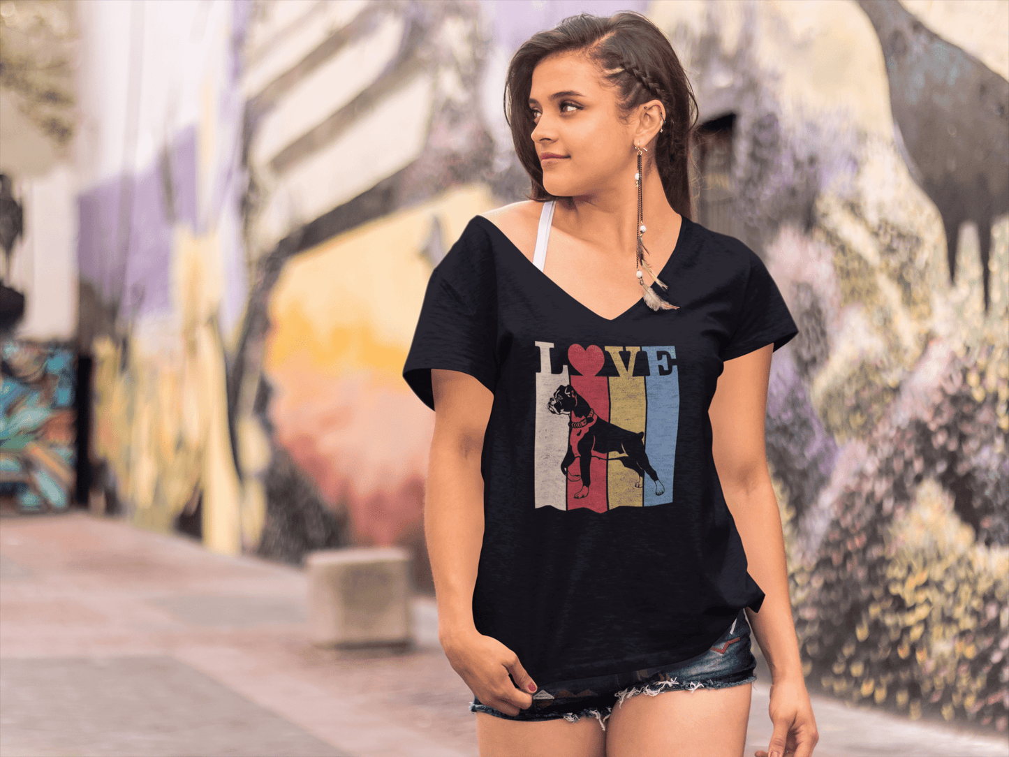 ULTRABASIC Damen T-Shirt Love Pitbull Dogs – Süße Hundepfoten – Grafikbekleidung