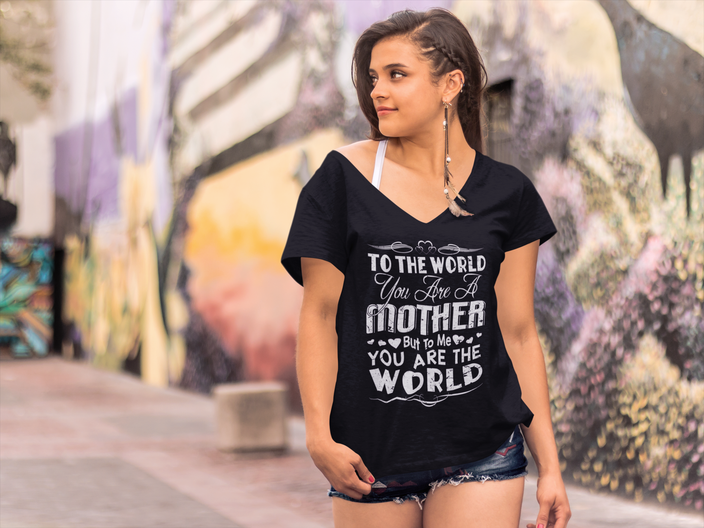 ULTRABASIC Damen-T-Shirt Mother To Me You Are World – Mother's Love – Grafik-Tops