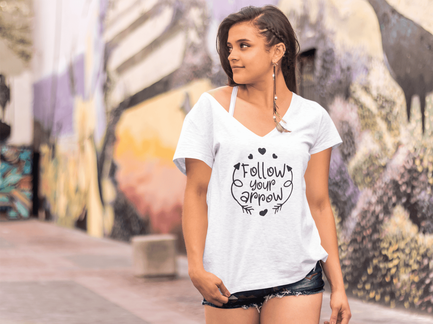 ULTRABASIC Damen T-Shirt Follow Your Arrow – Kurzarm-T-Shirt-Oberteile