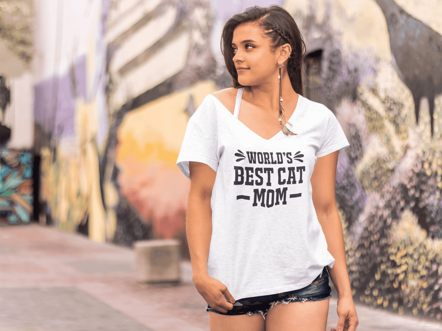 ULTRABASIC Damen T-Shirt World's Best Cat Mom – Mutter T-Shirt Tops