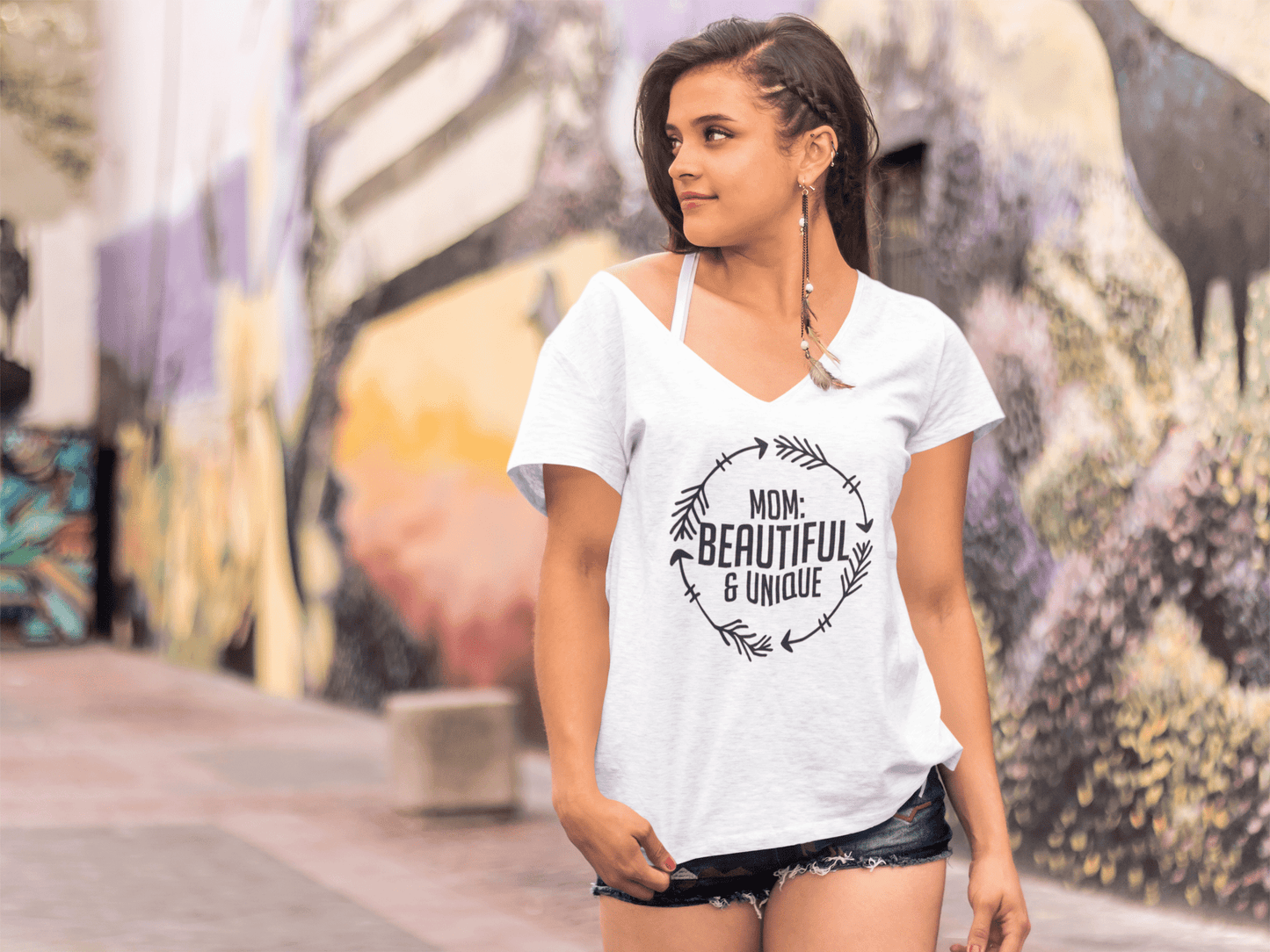 ULTRABASIC Damen-T-Shirt „Mama“, schön und einzigartig – kurzärmeliges T-Shirt