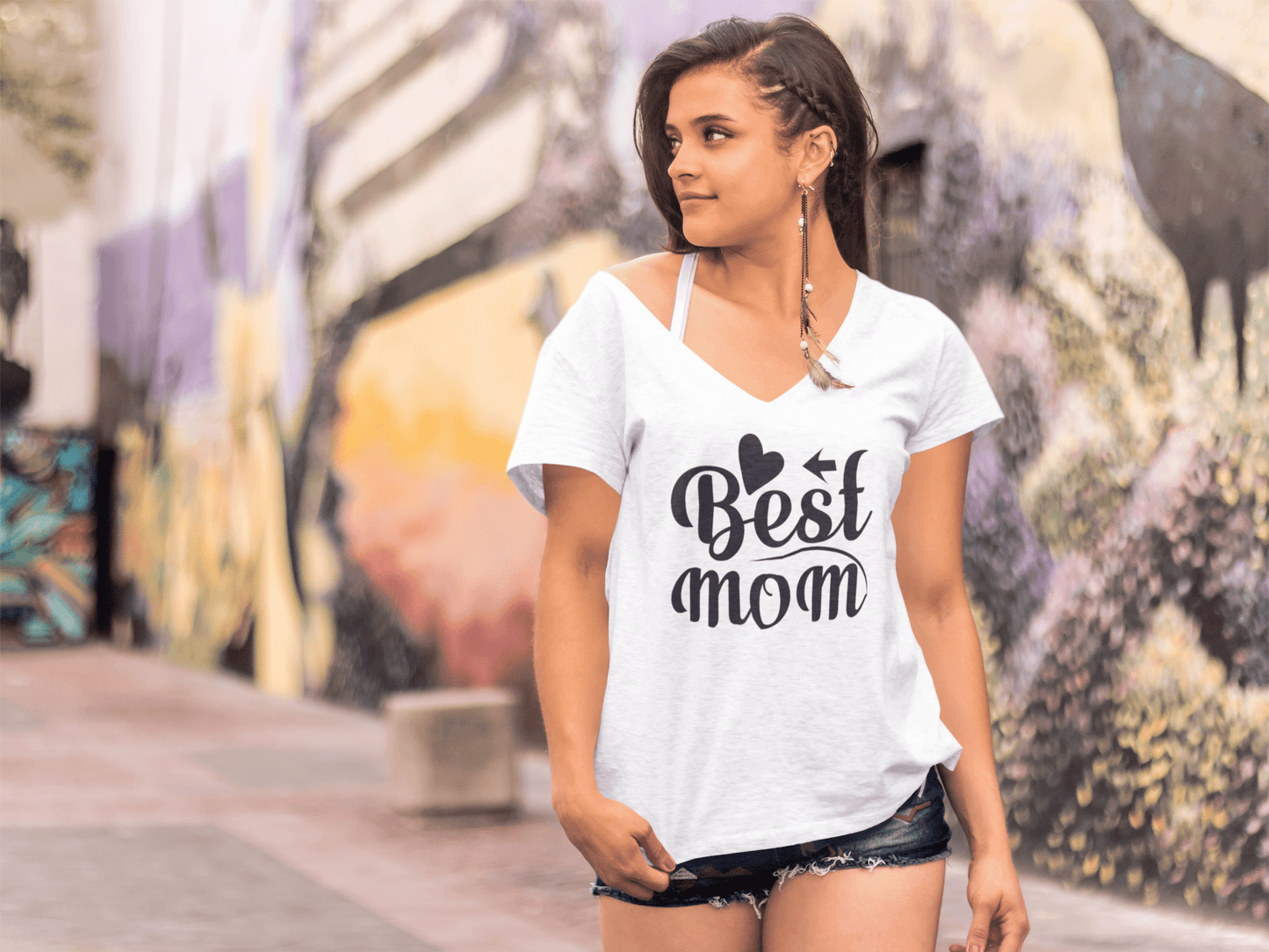 ULTRABASIC Damen T-Shirt Best Mom – Kurzarm-T-Shirt-Oberteile