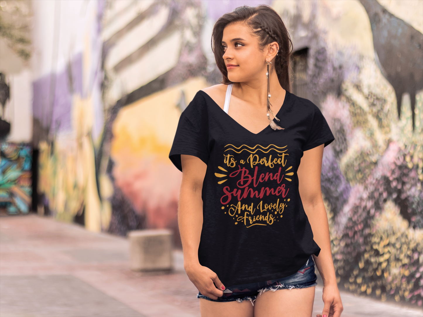 ULTRABASIC Damen-T-Shirt aus Sommer und schönen Freunden – Love Quote Shirt