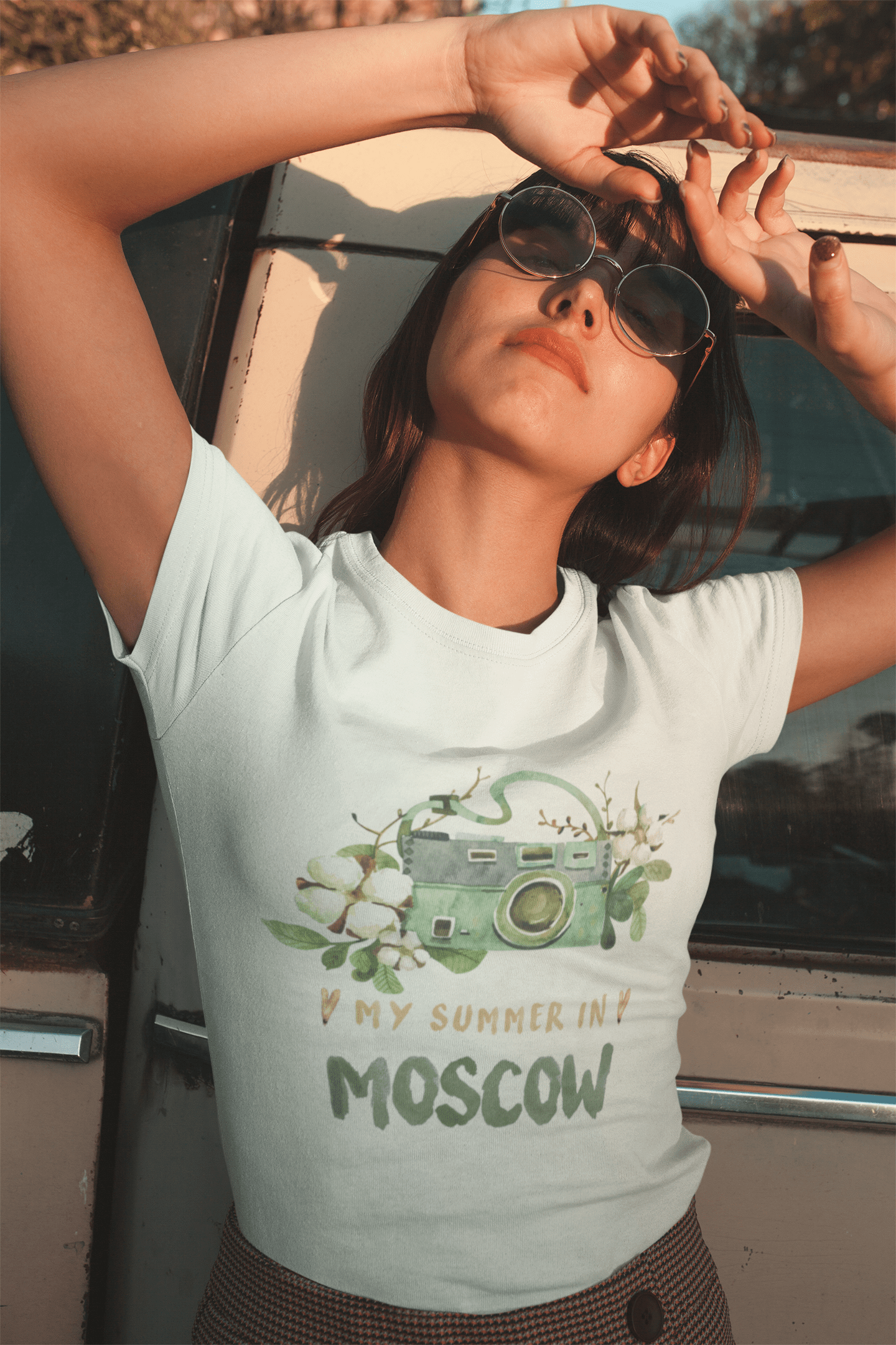 Moskau, Damen-Kurzarm-Rundhals-T-Shirt 00073