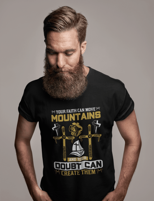 ULTRABASIC Herren-T-Shirt „Faith can Move Mountains“ – christlich-religiöses T-Shirt