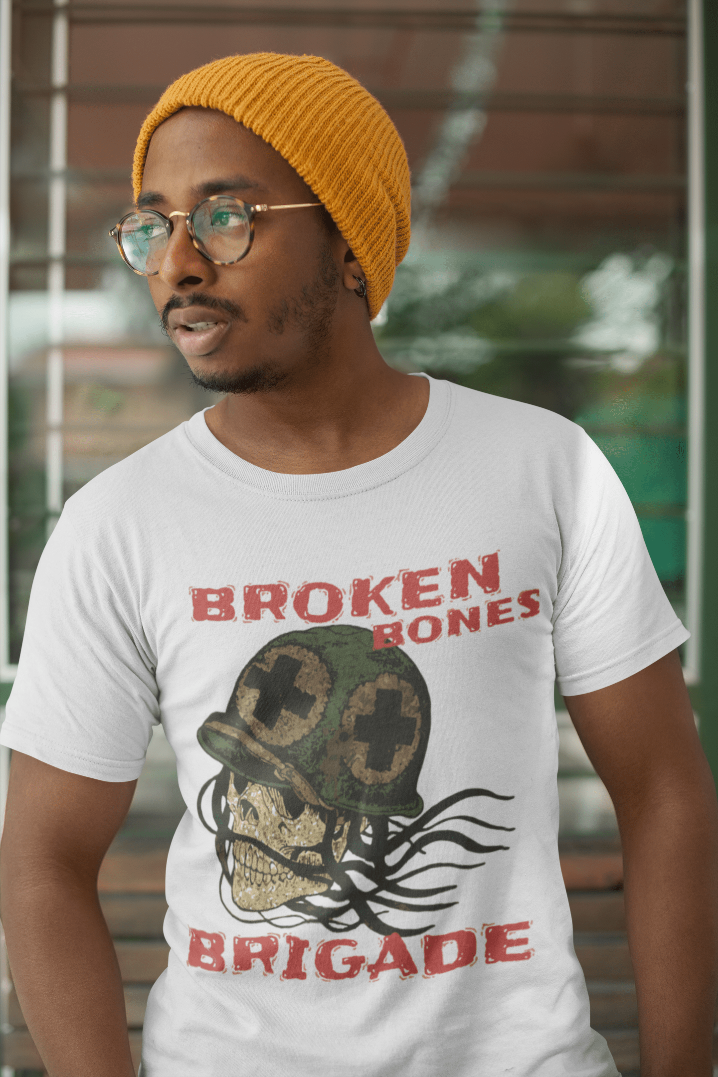 ULTRABASIC Herren-Grafik-T-Shirt Broken Bones Brigade Shirt – Militär-Totenkopf-T-Shirt