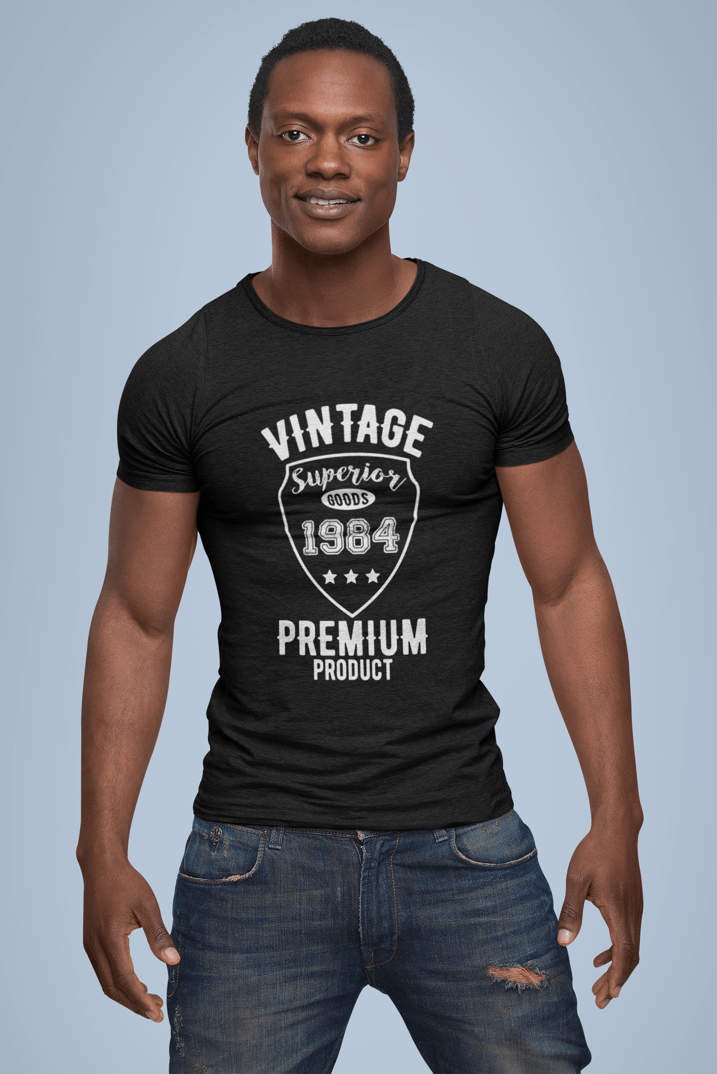 1984 Vintage Superior, schwarz, Herren-Kurzarm-Rundhals-T-Shirt 00102