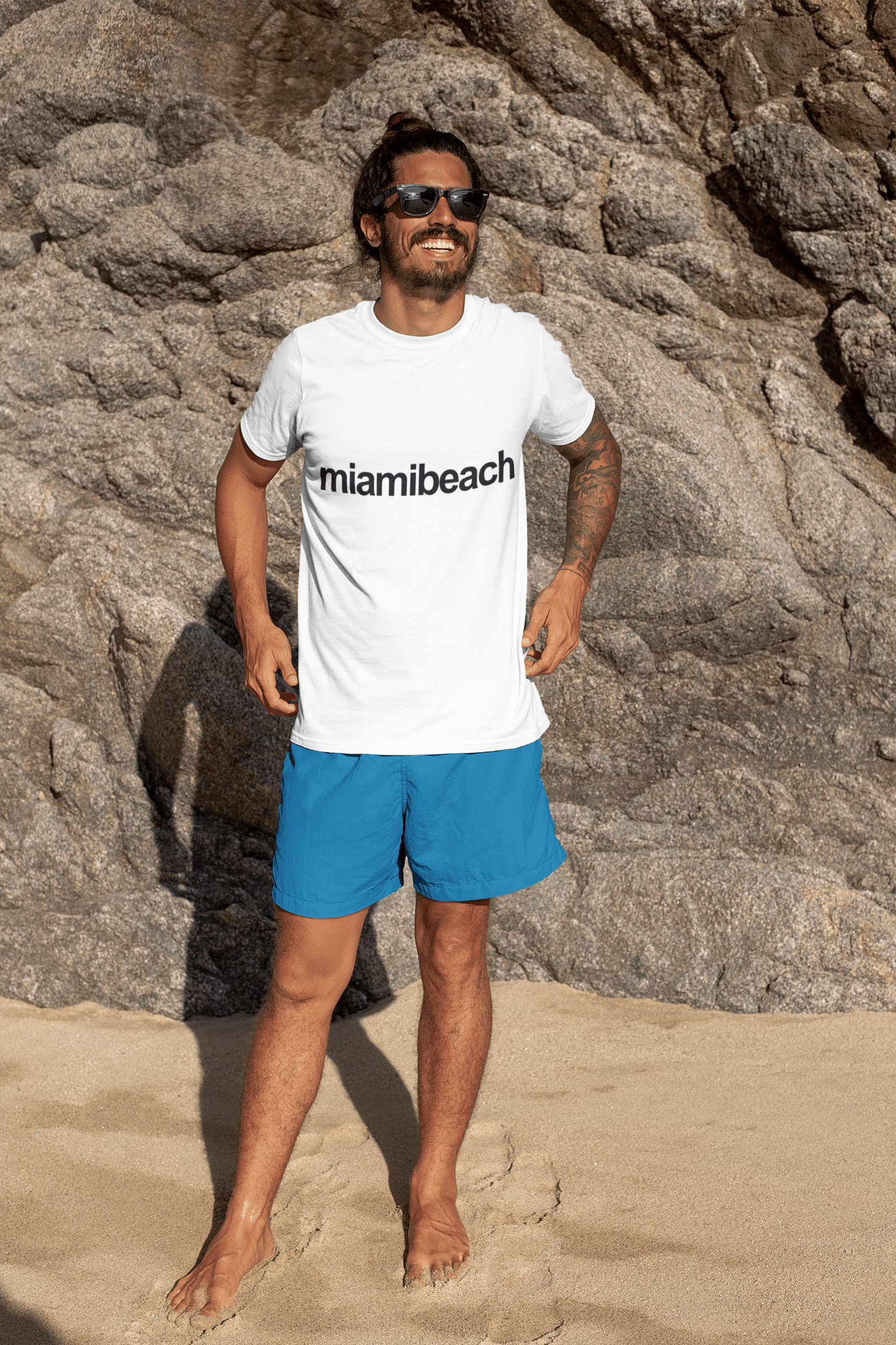 Miami Beach Tourist Attraction Herren-Kurzarm-Rundhals-T-Shirt 00071