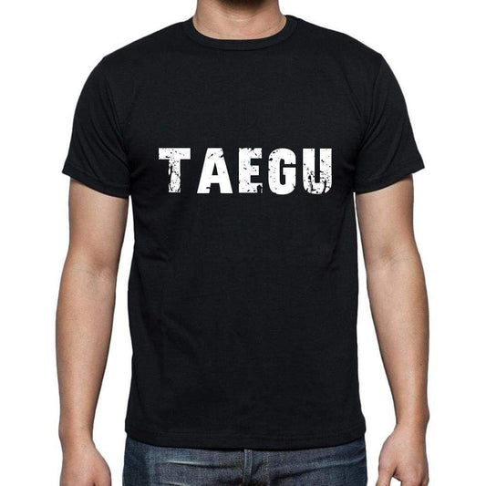 Taegu Mens Short Sleeve Round Neck T-Shirt 5 Letters Black Word 00006 - Casual