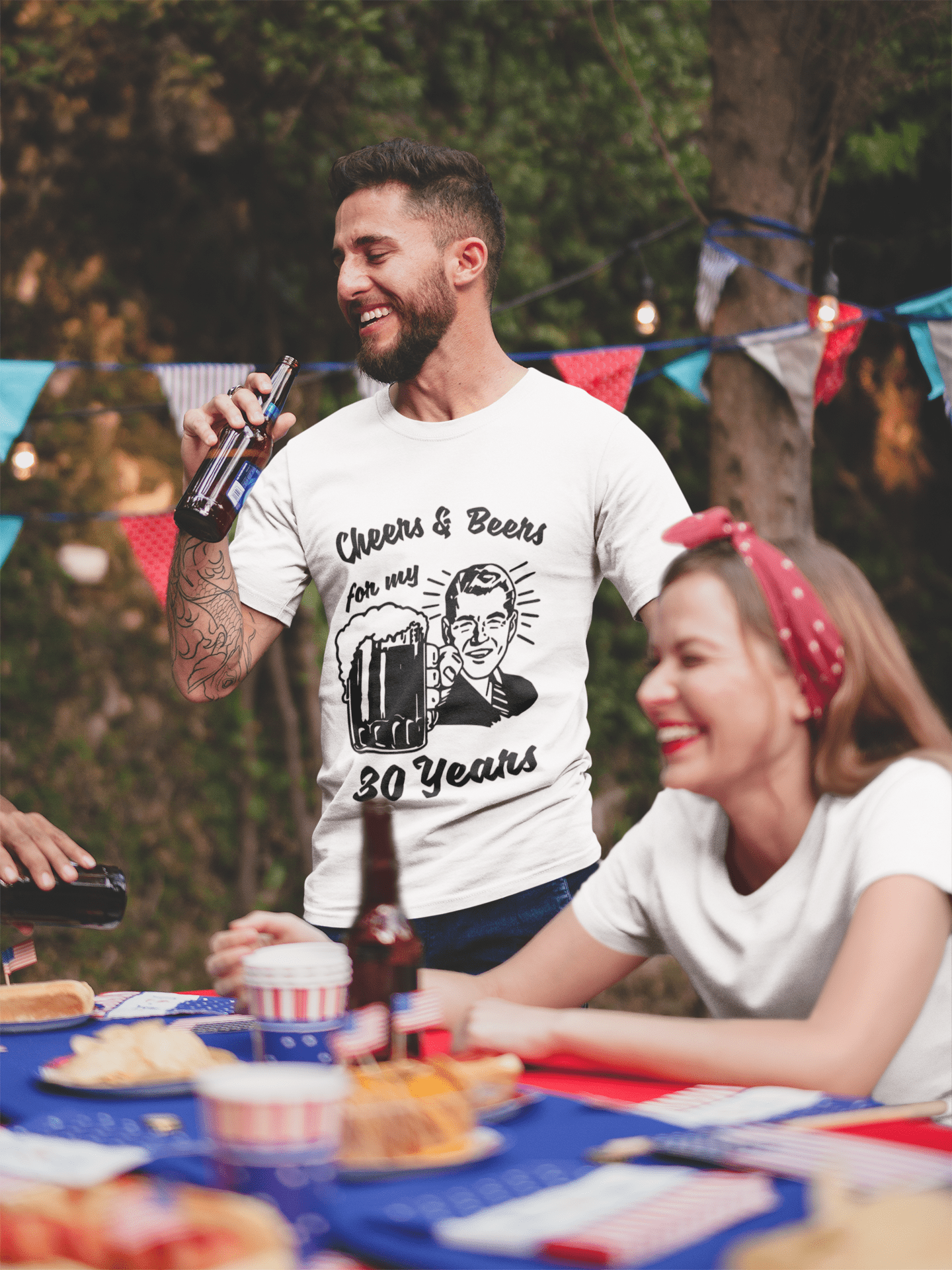 Cheers and Beers For My 30 Years Men's T-shirt White 30th Birthday Gift 00414