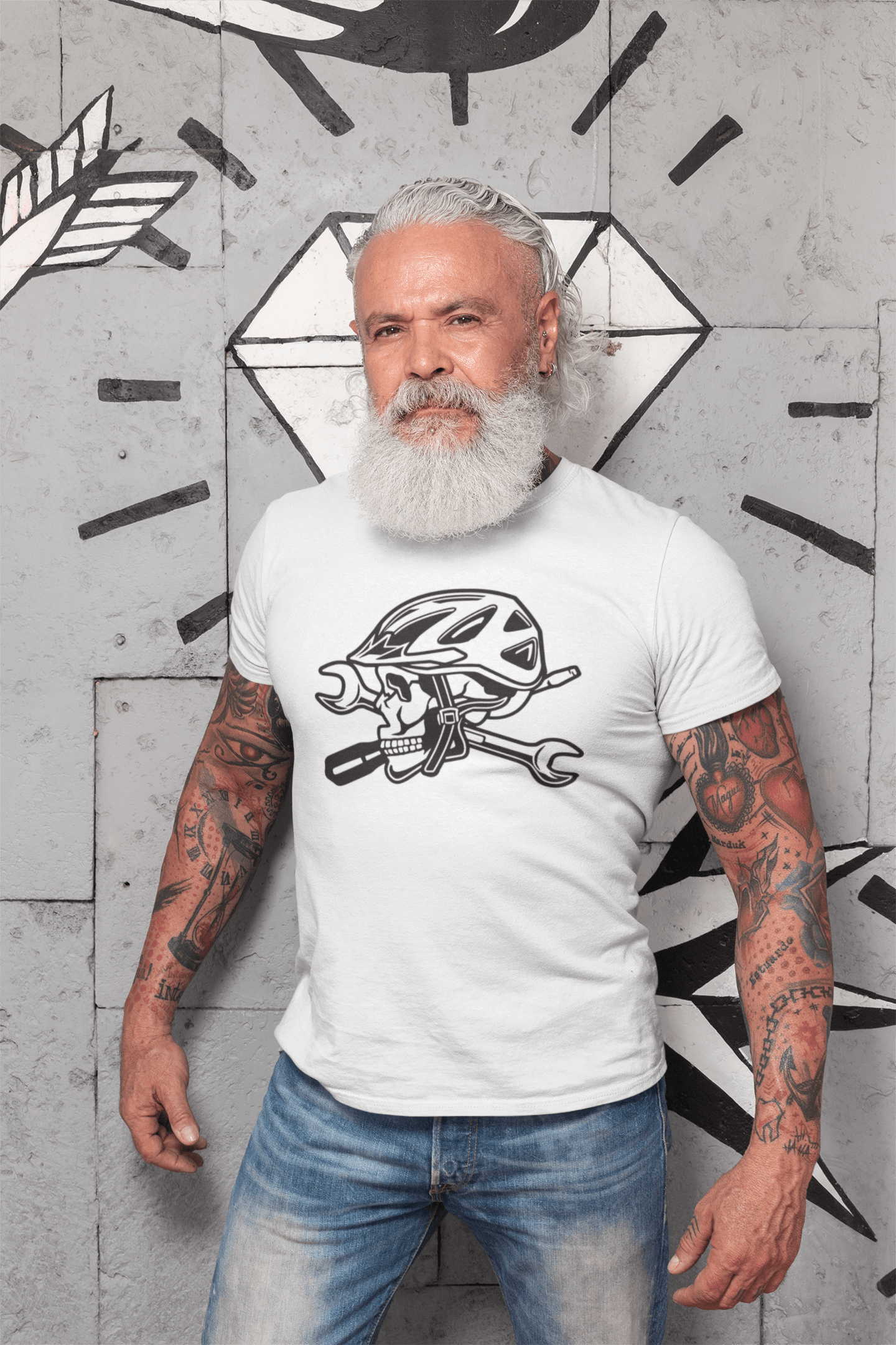 ULTRABASIC Herren Grafik-T-Shirt Fahrradschädel – Lustiges Geschenkshirt für Biker