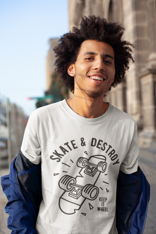 ULTRABASIC Men's Graphic T-Shirt Keep it Wheel - Funny Shirt for Skaters