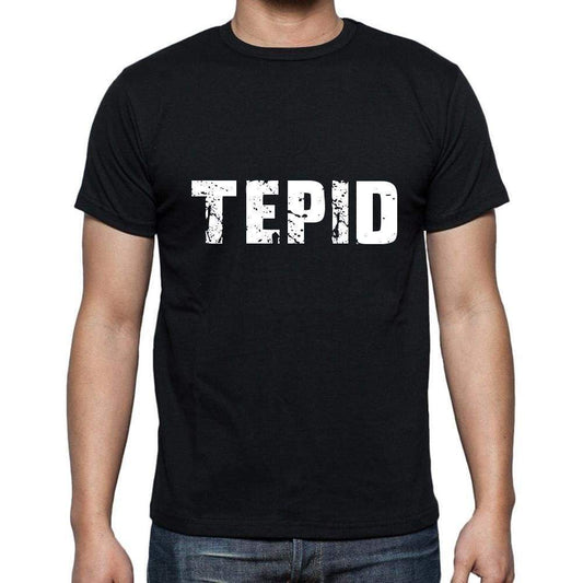 tepid Men's Short Sleeve Round Neck T-shirt , 5 letters Black , word 00006 - Ultrabasic