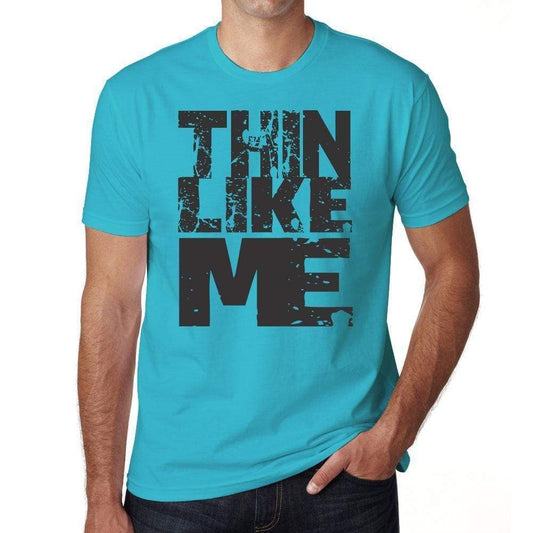 Thin Like Me Blue Grey Letters Mens Short Sleeve Round Neck T-Shirt 00285 - Blue / S - Casual