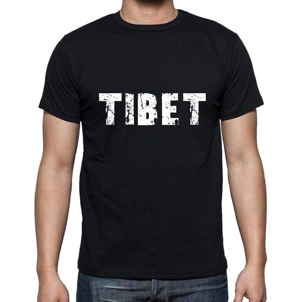 Tibet Mens Short Sleeve Round Neck T-Shirt 5 Letters Black Word 00006 - Casual
