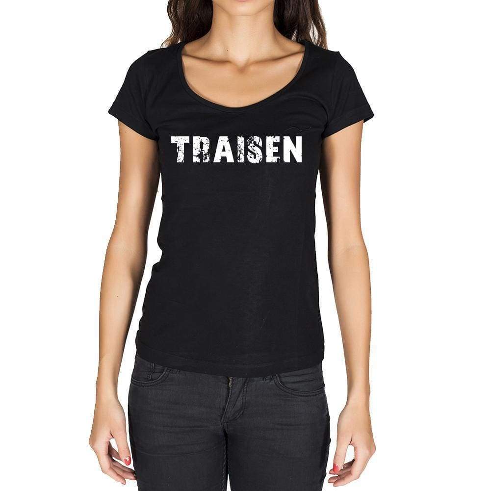 Traisen German Cities Black Womens Short Sleeve Round Neck T-Shirt 00002 - Casual