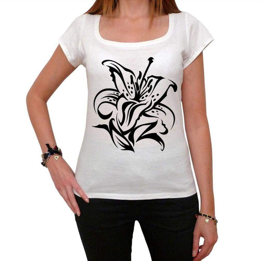 Tribal And Tiger Lily Tattoo Womens Short Sleeve Scoop Neck Tee 00161