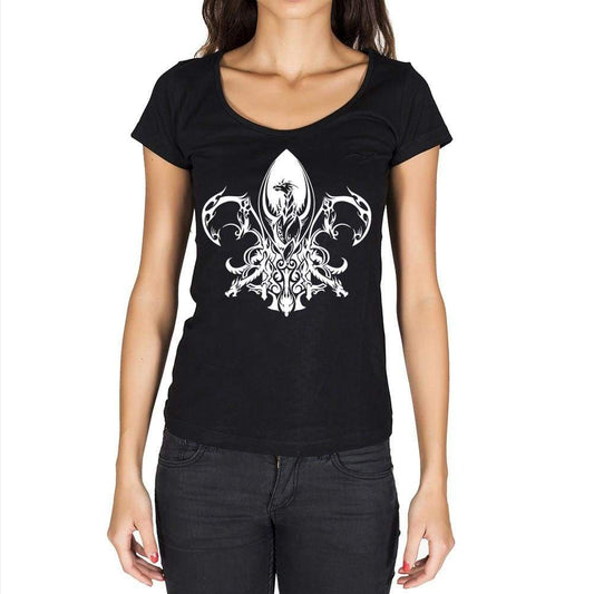 Tribal Fleur De Lis Tattoo Black Gift Tshirt Black Womens T-Shirt 00165