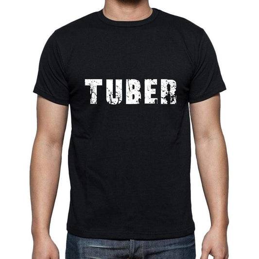 tuber Men's Short Sleeve Round Neck T-shirt , 5 letters Black , word 00006 - Ultrabasic