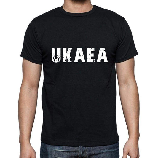 Ukaea Mens Short Sleeve Round Neck T-Shirt 5 Letters Black Word 00006 - Casual