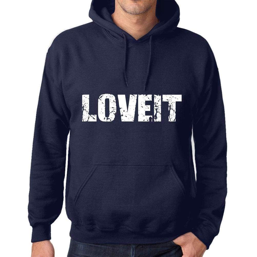 Unisex Printed Graphic Cotton Hoodie Popular Words Loveit French Navy - French Navy / Xs / Cotton - Hoodies